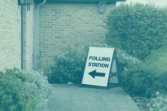A polling station board for a general election